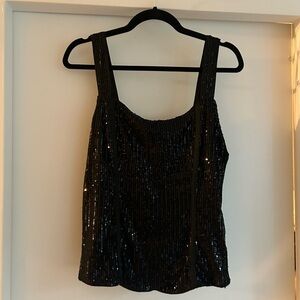 NWT Grace Karin black sparkle sequin tank top